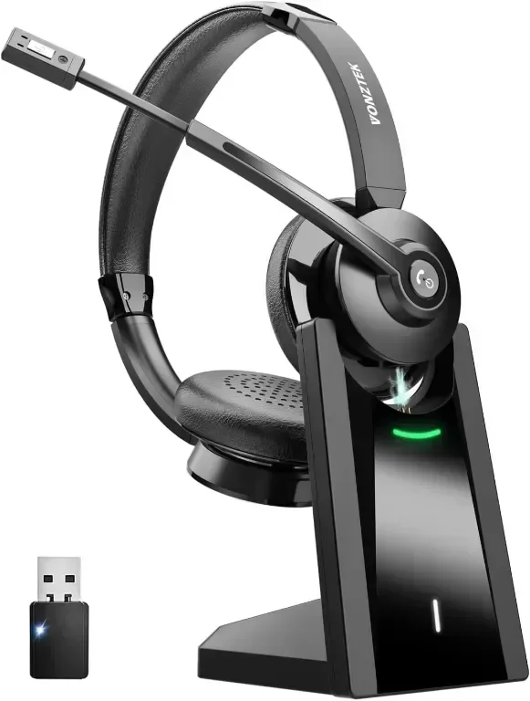 Безжични слушалки Vonztek с микрофон, Bluetooth слушалки с шумопотискане и USB донгъл