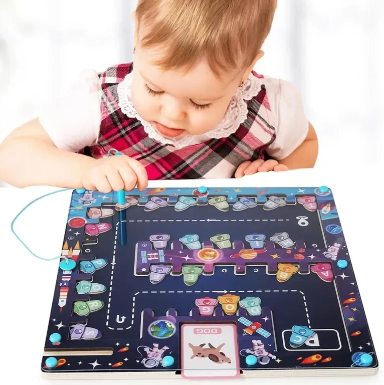 KUKUTrue® Монтесори играчка, магнитен лабиринт за игра, дървена играчка, 2-5 години — снимка 2