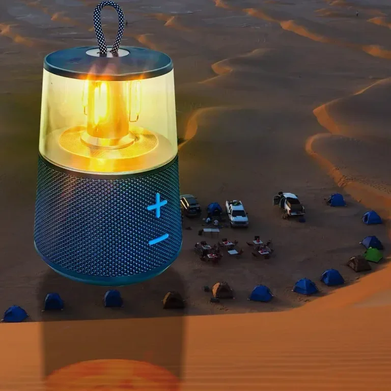 Преносим акумулаторен LED къмпинг фенер с Bluetooth високоговорител, винтидж — снимка 5