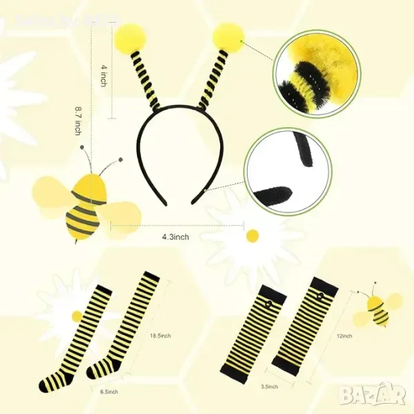 Bee Костюм за карнавал с аксесоари, комплект от 4 части — снимка 2