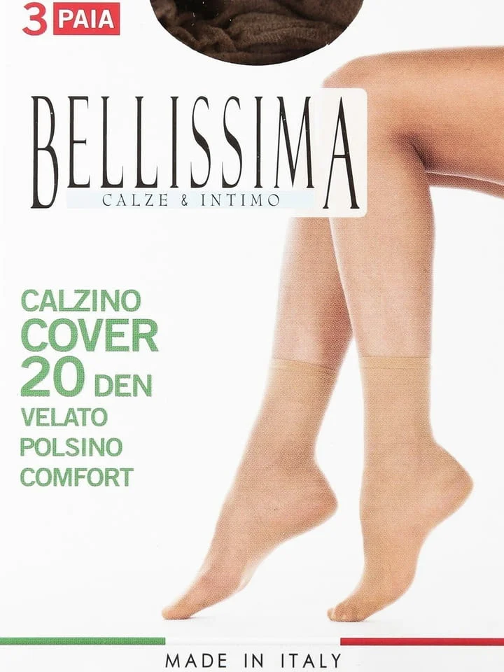 Bellissima италиански черни, бежови къси чорапи над глезените Белисима дамски къси прозрачни чорапи