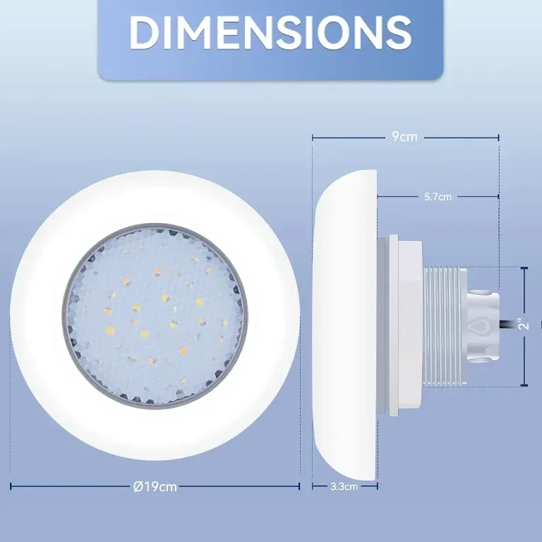 LED осветление за басейн LyLmLe с външна резба 5 см, 15W RGB, Ø190 мм, 12VAC — снимка 8