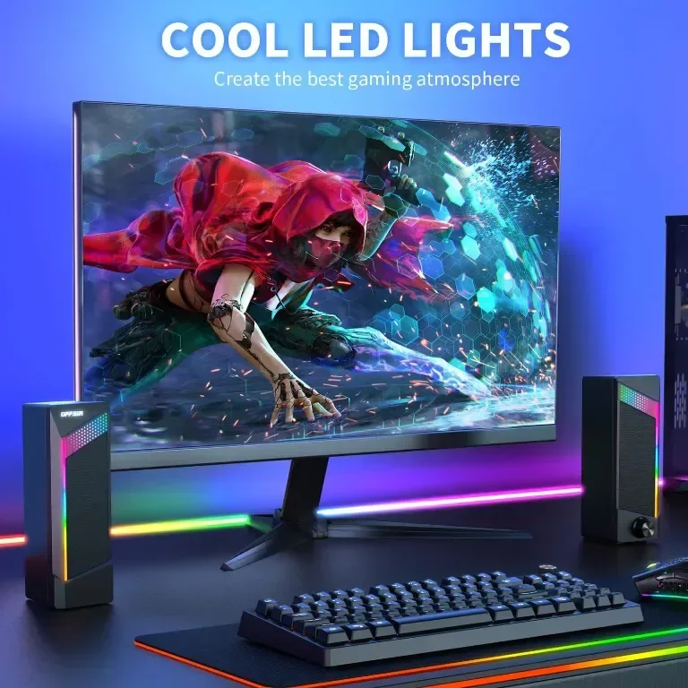 Компютърни високоговорители EnjoyNest, RGB високоговорители, USB захранване, 3,5 mm Aux — снимка 4
