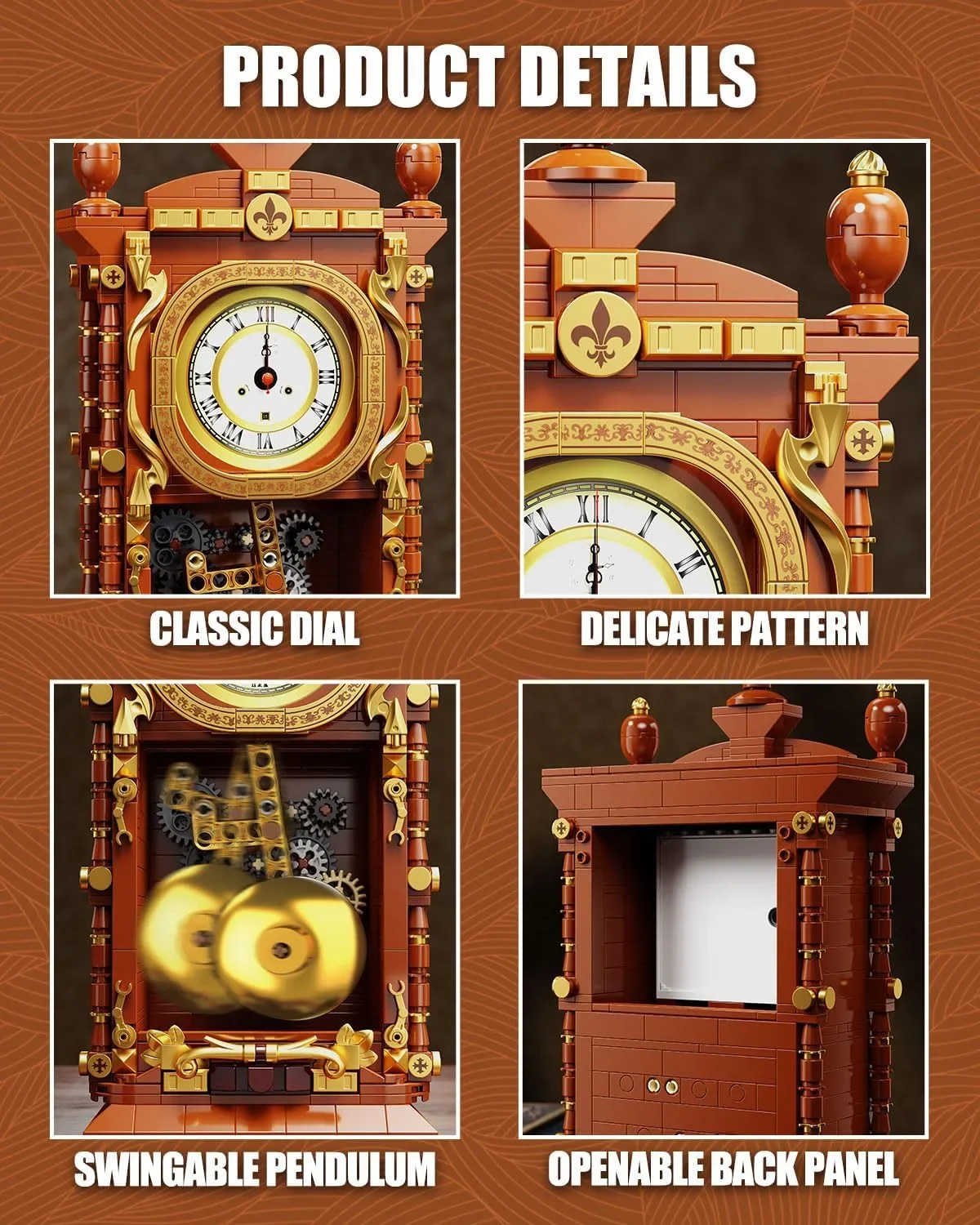 Tycool Vintage Swing Clock – комплект строителни блокчета с махало, 751 части — снимка 4