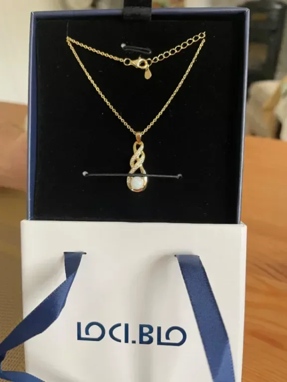 LOCIBLO Сребърно дамско колие с висулка безкрайност, 18K позлатено с рожден камък, 40+5 см — снимка 2