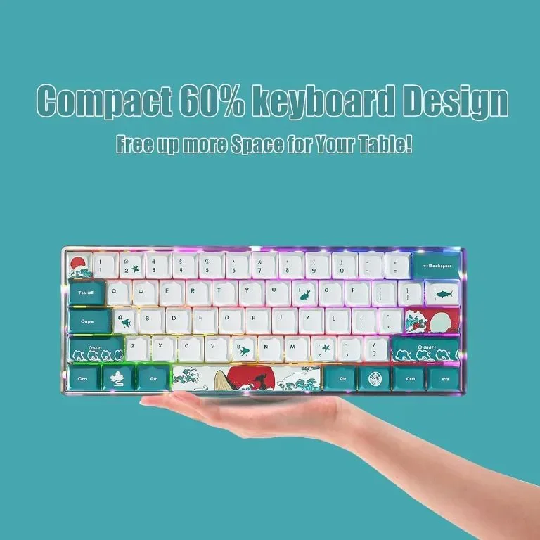 MIHIYIRY 60% кабелна игрална клавиатура, 61 клавиша SK механична клавиатура, RGB подсветка — снимка 2