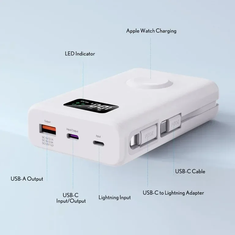 PZOZ 20000mAh Power Bank Бързо зареждане, Led Display 22.5W PD USB-C/USB-A — снимка 2