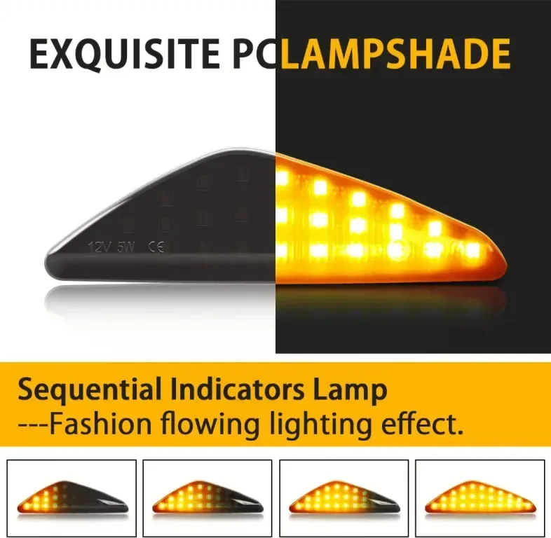 Asasytal LED динамичен мигач, Canbus CE E9 Съвместим с BMW X3 F25 X5 E70 X6 E71/E,2 бр — снимка 2