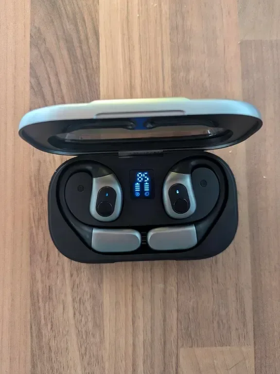Daw J13 3D Sound Безжични слушалки, Bluetooth V5.3, OWS технология с калъф за зареждане, сребристи — снимка 2