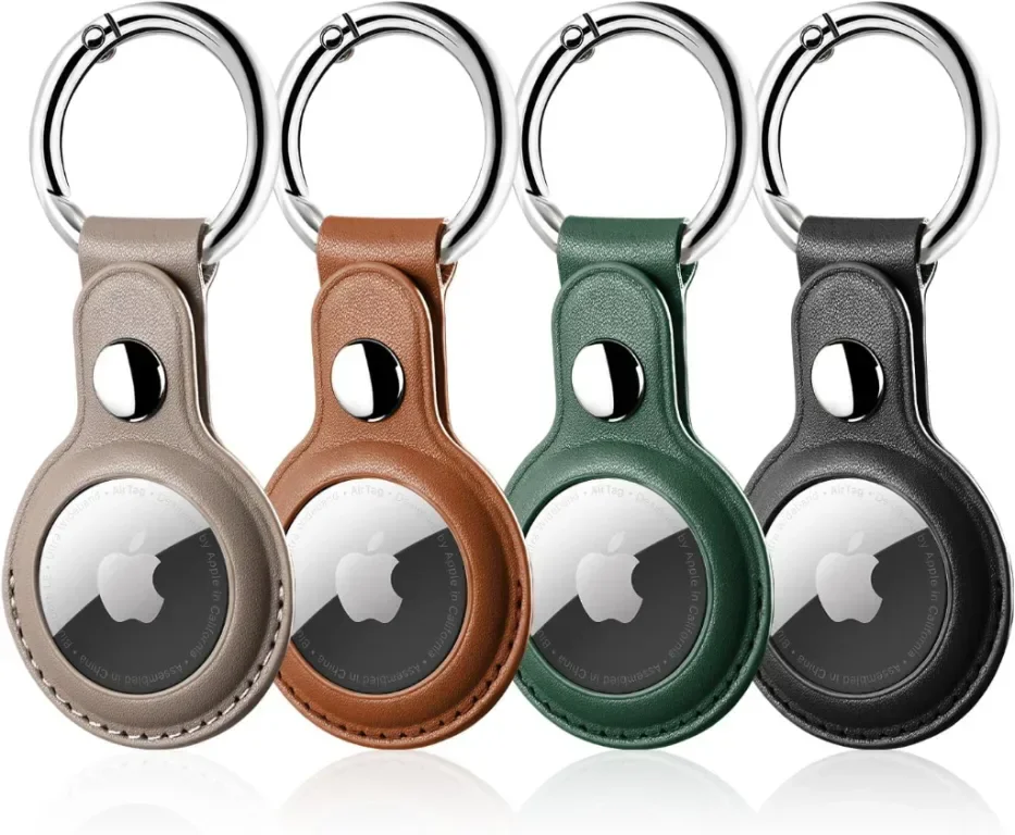 LETREEN 4 броя кожен калъф за Apple Airtag 2021 с ключодържател