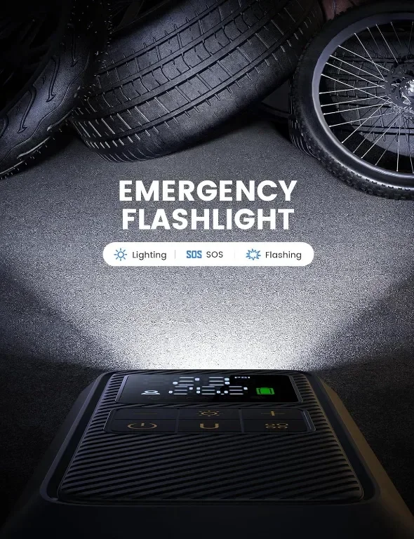 Lamicall Преносима въздушна помпа с цифров манометър и LED светлина, 150 PSI — снимка 6