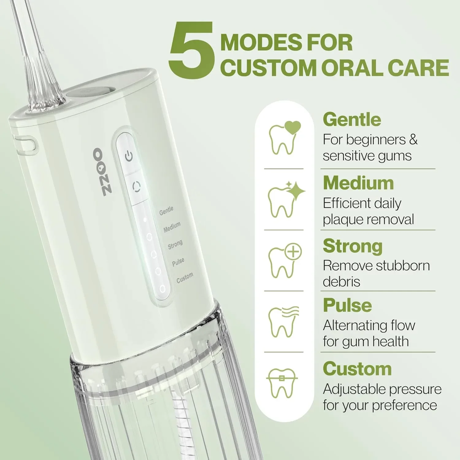 OOZZ Travel Water Flosser — преносим зъбен душ система за зъби с 6 накрайника и IPX8 — снимка 7