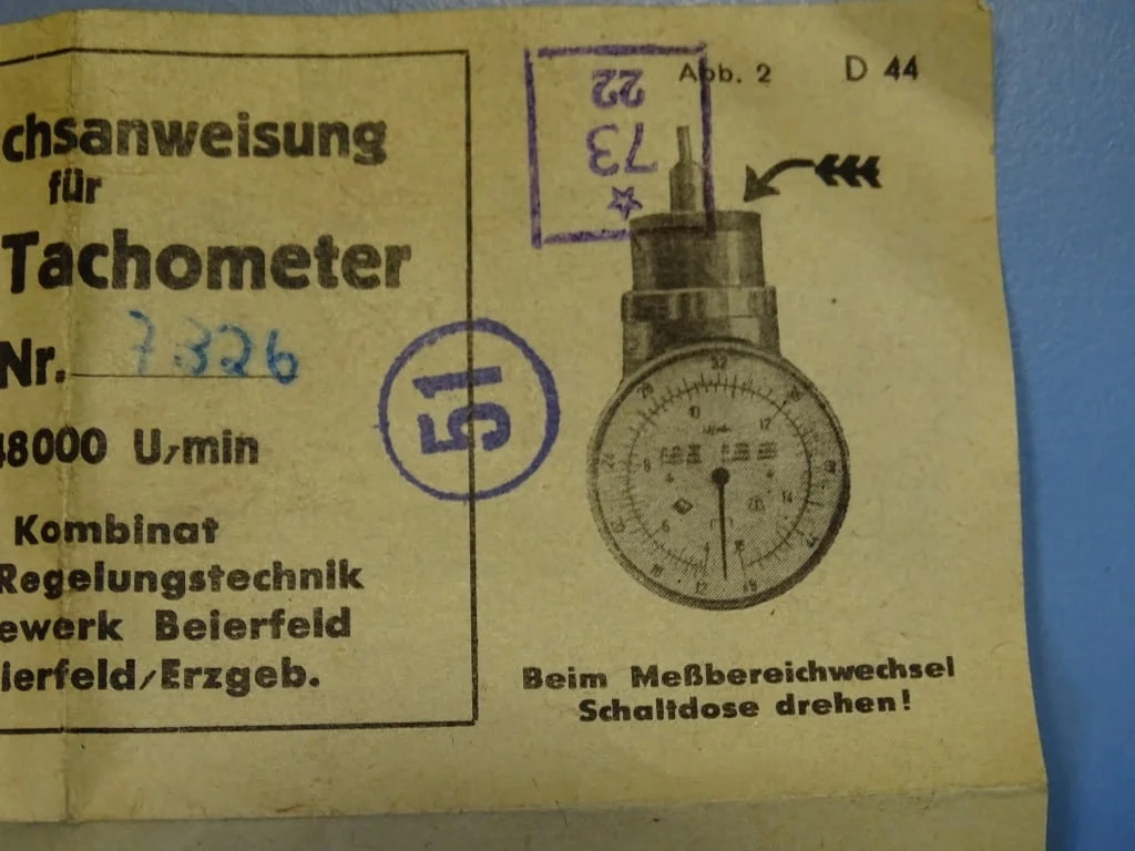 Оборотометър механичен VEB Kombinat Hand-Tachometer TYP Hmin-1 — снимка 6