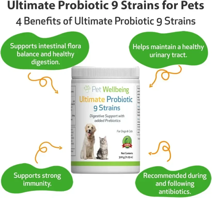 Pet Wellbeing Ultimate Probiotic 9 щама за кучета и котки - Здравословно храносмилане, 320 гр, прах — снимка 2
