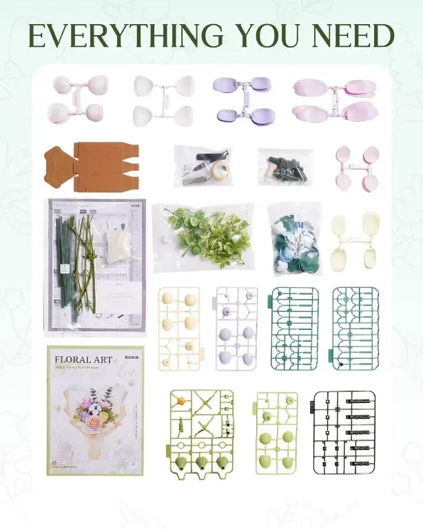 ROKR Flower Bouquet 3D пъзел букет модели комплекти за възрастни, изкуствени цветя, 450*320*420 мм — снимка 5