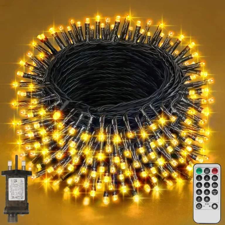 Realky коледни лампички, 41,2 м, 320LED водоустойчиви, с 8 режима, дистанционно, (топло бяло)