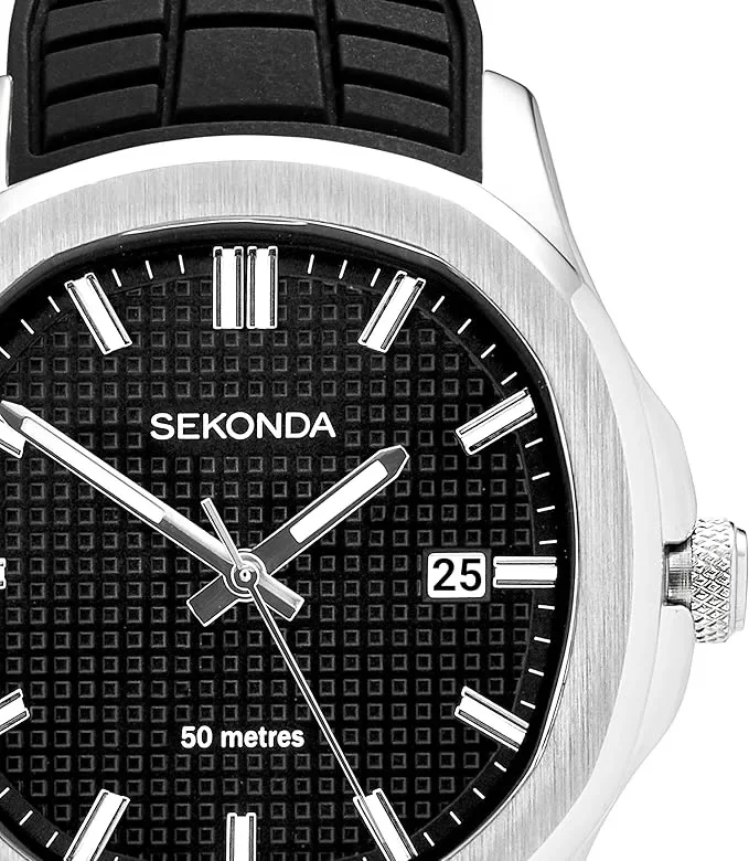 Мъжки часовник Sekonda Octaire с черна силиконова каишка, водоустойчив — снимка 2
