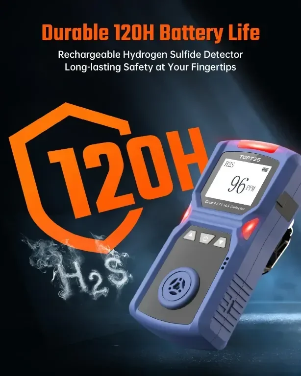 TOPTES Guard-611 H2S монитор, преносим H2S детектор, акумулаторен — снимка 2