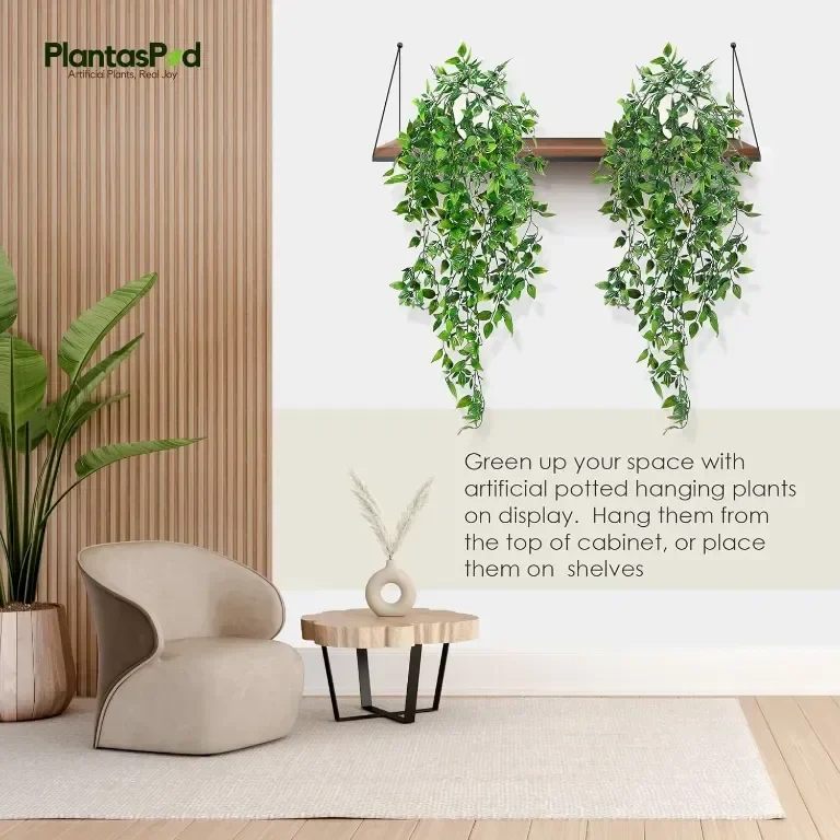 PLANTASPOD Изкуствени висящи растения със саксии (2 броя) — снимка 6