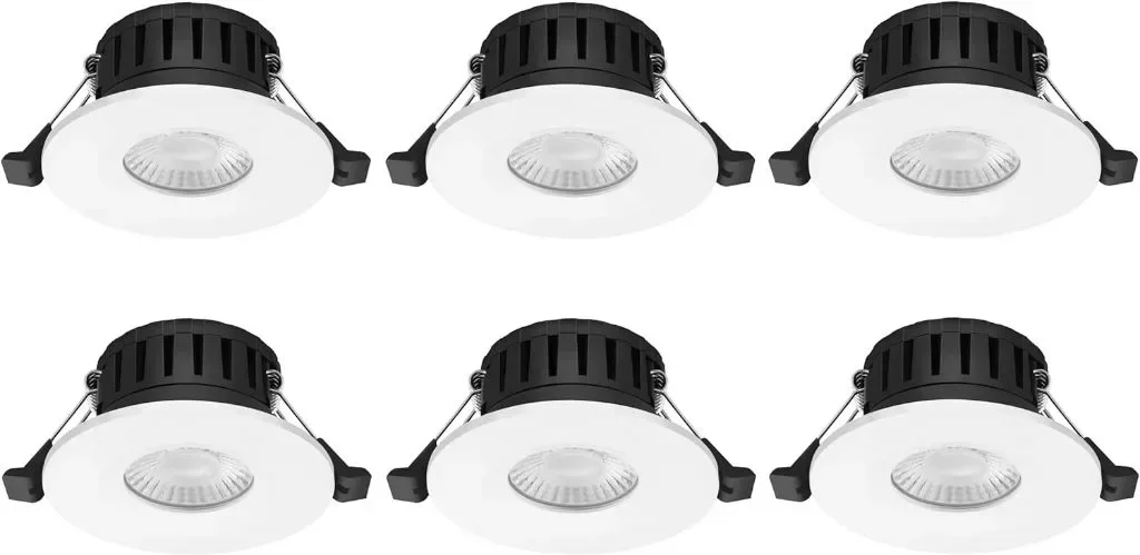 Огнеупорен димируем прожектор 6 бр. с превключваема мощност 5w/8w LED, 4 цвята светлина, бяла рамка