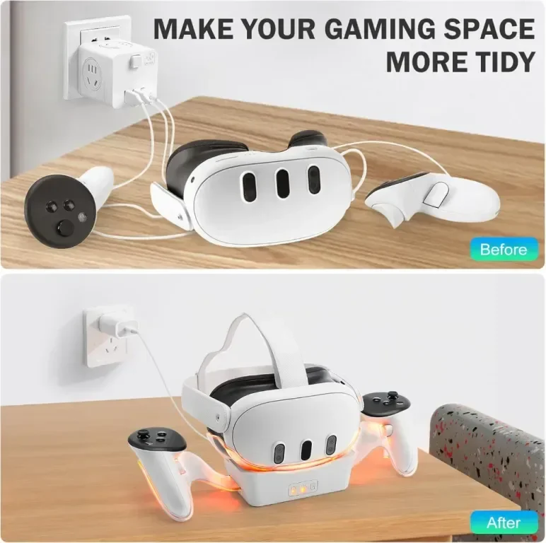 LYtech VR зарядна станция за Quest 3, 4х батерия за сензорни контролери — снимка 7