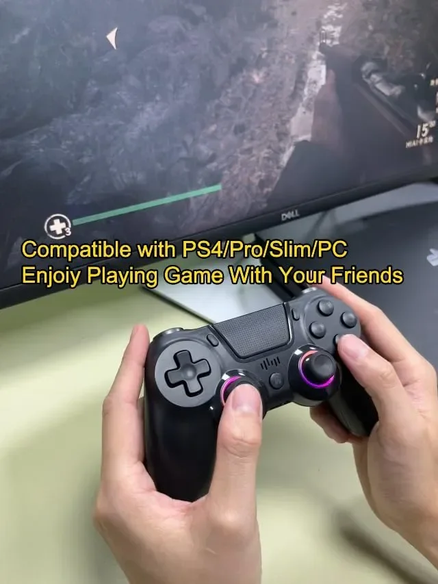 2бр. безжични гейм контролери за PS4/PC с RGB и вибрации — снимка 2