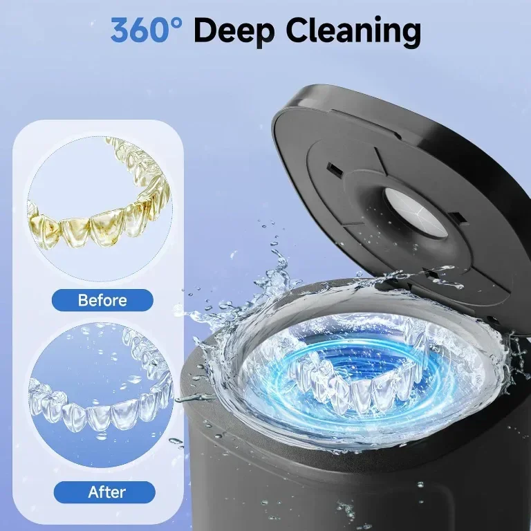 Ултразвукова почистваща машина Gopink Retainer, черна, 45KHz с UV светлина — снимка 2