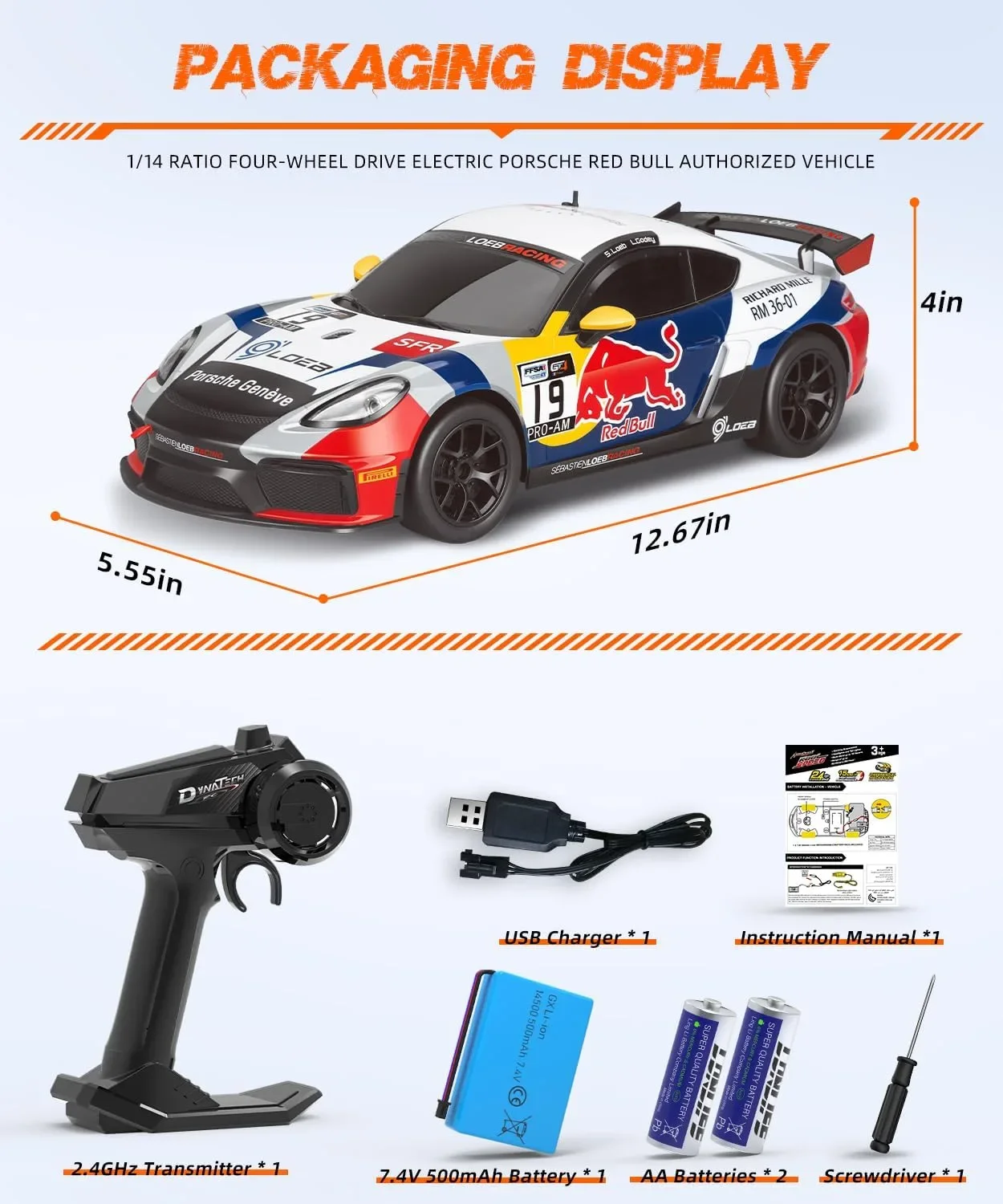 RC автомобил 1:14 Porsche 718 Cayman GT4 ClubSport MR на 2.4GHz с дистанционно, светлини и батерия — снимка 7
