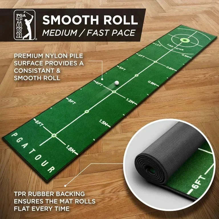 PGA Tour 8ft Deluxe Golf Putting Mat за голф, с насоки за обучение — снимка 3