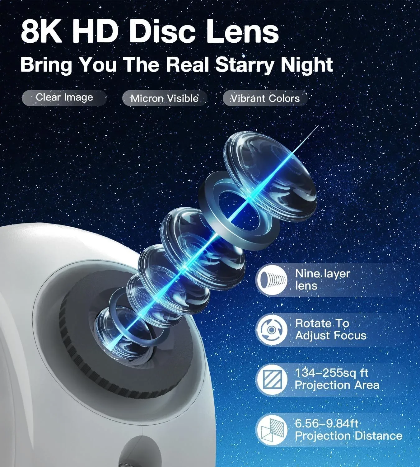 Galaxy Projector нощна лампа Aurora с метеор ефект, Bluetooth музика и 15 бели шума, 12 диска — снимка 3