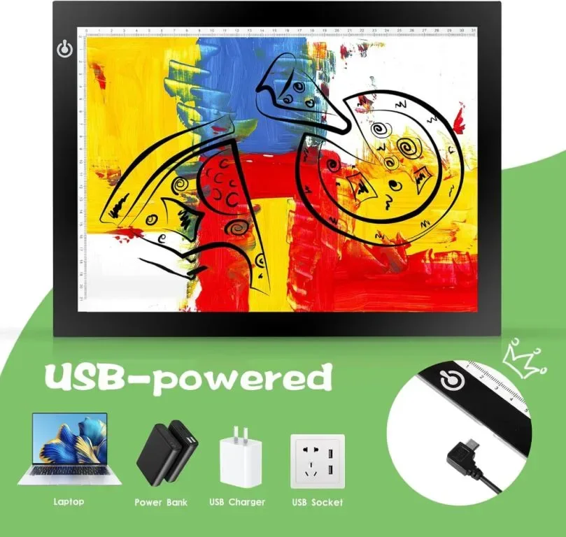 RTjoy A4 LED Light Tracing Pad,регулируема светлинна USB дъска за деца — снимка 3