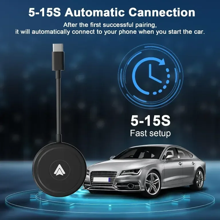 Безжичен Android Auto адаптер, преобразува кабелен Android Auto в безжичен за автомобили след 2017 г — снимка 4