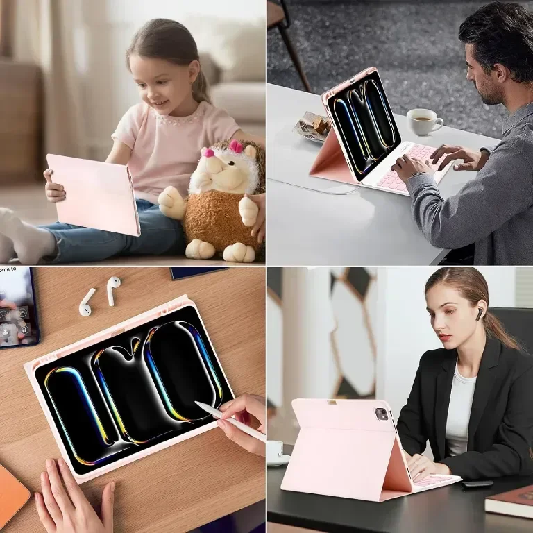 Калъф с клавиатура BQSS за iPad Pro 13 инча M4 2024 A3007 A2925 A2926, 7 цвята подсветка — снимка 7