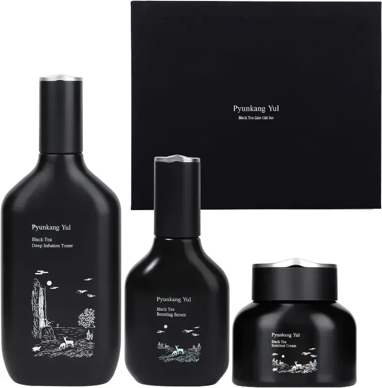 Подаръчен комплект Pyunkang Yul Black Tea Line - Корейска грижа за кожата, подхранващ комплект