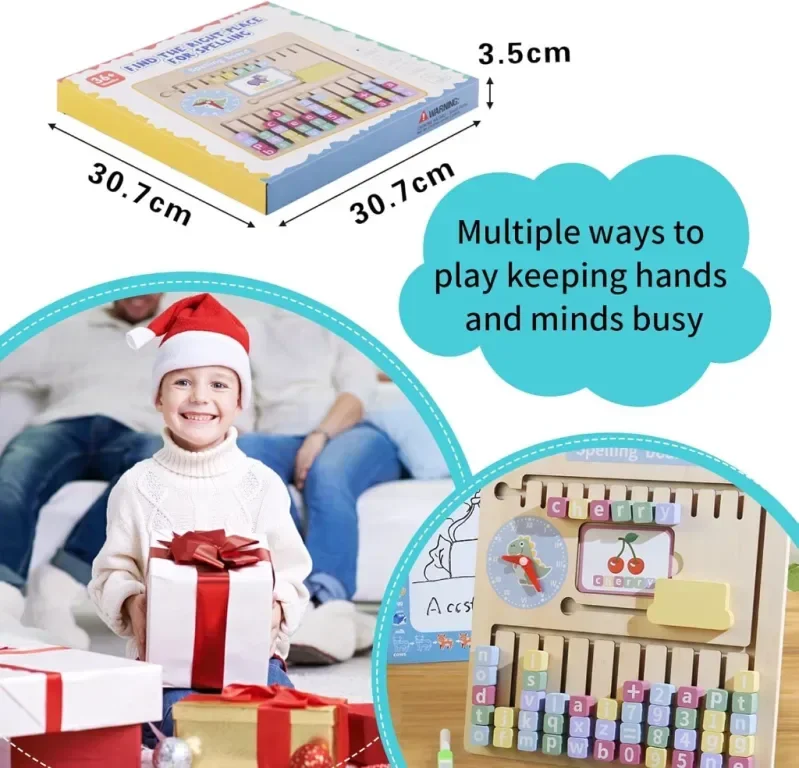 KUKUTrue® Монтесори играчка, дъска за учене по азбука, дървен пъзел, 3–7 години — снимка 5