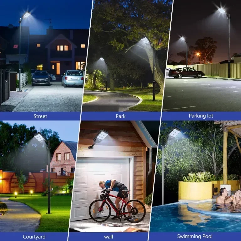 YACAISI Соларни улични лампи - 2 броя, 1200W LED, 8500K, дистанционно — снимка 7