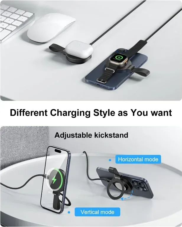 Магнитно безжично зарядно устройство Meifigno, Mag Safe с USB C кабел — снимка 4