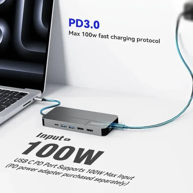 AUIMCE Докинг станция 2х HDMI и USB C порт, до 4K/60Hz, MacOS/Windows — снимка 8
