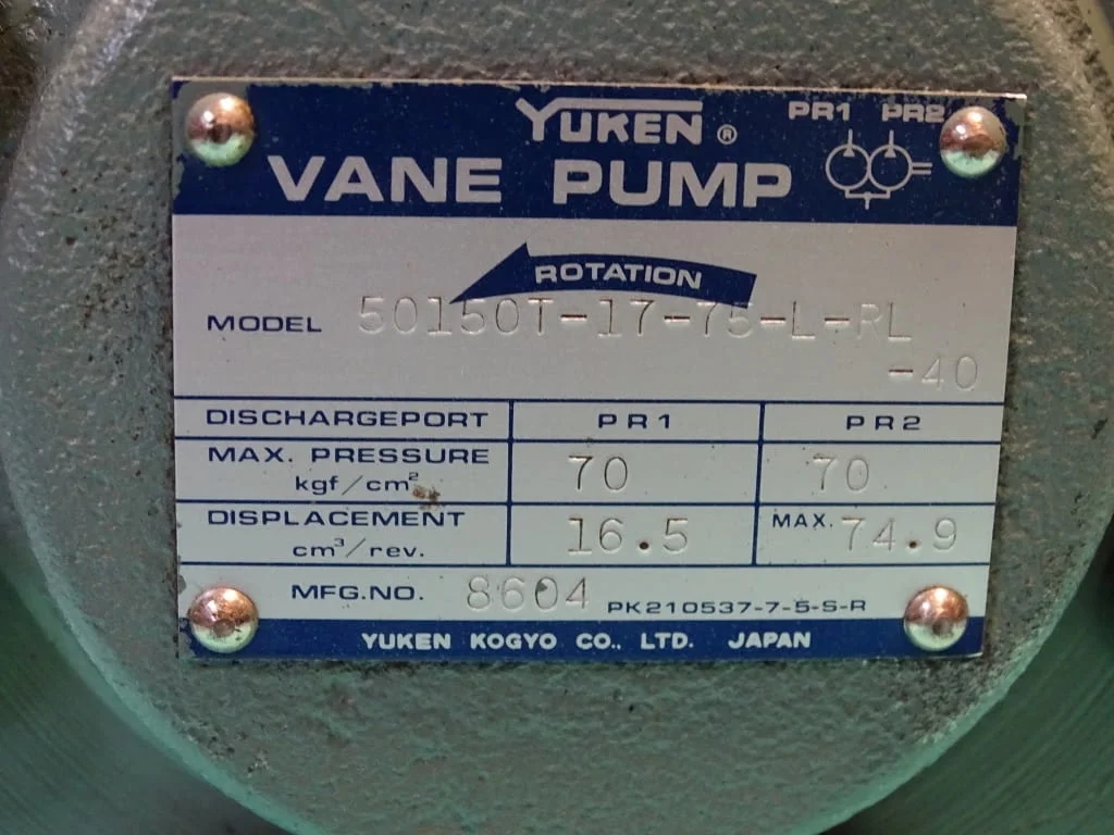 Хидравлична помпа YUKEN 50150T-17-75-L-RL-40 vane pump 70Bar — снимка 2