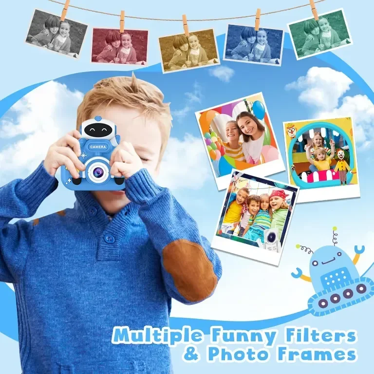 Детска камера GREENKINDER, 2,0 инча, 1080P HD с 32GB карта, за деца на възраст 3-12 години, синя — снимка 5
