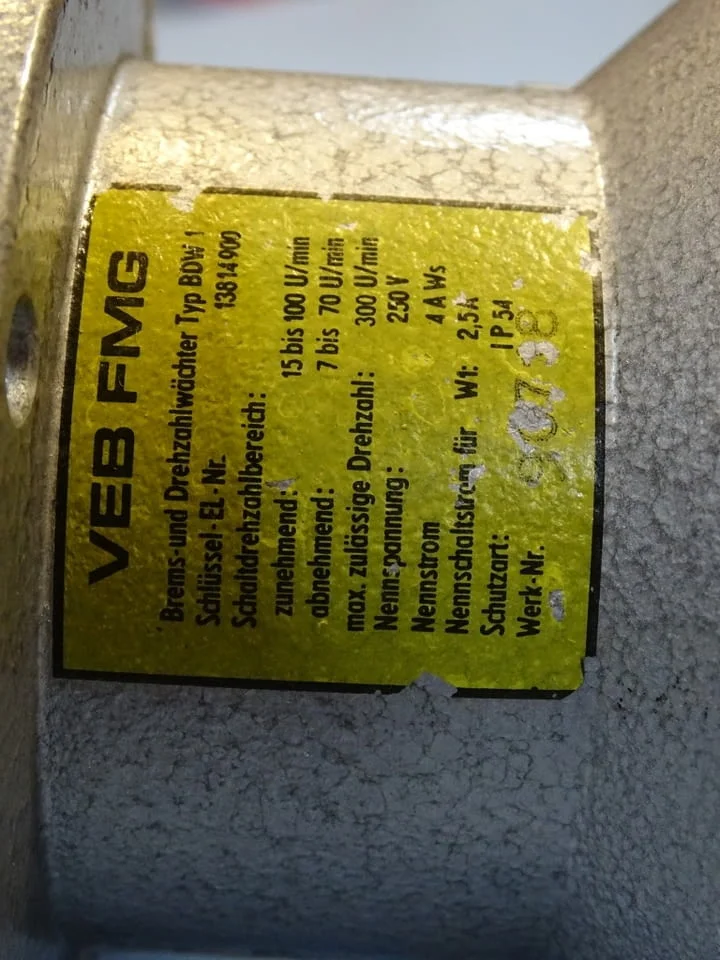 Реле за скорост VEB FMG DDR typ BDW1 speed relay 250VAC — снимка 9