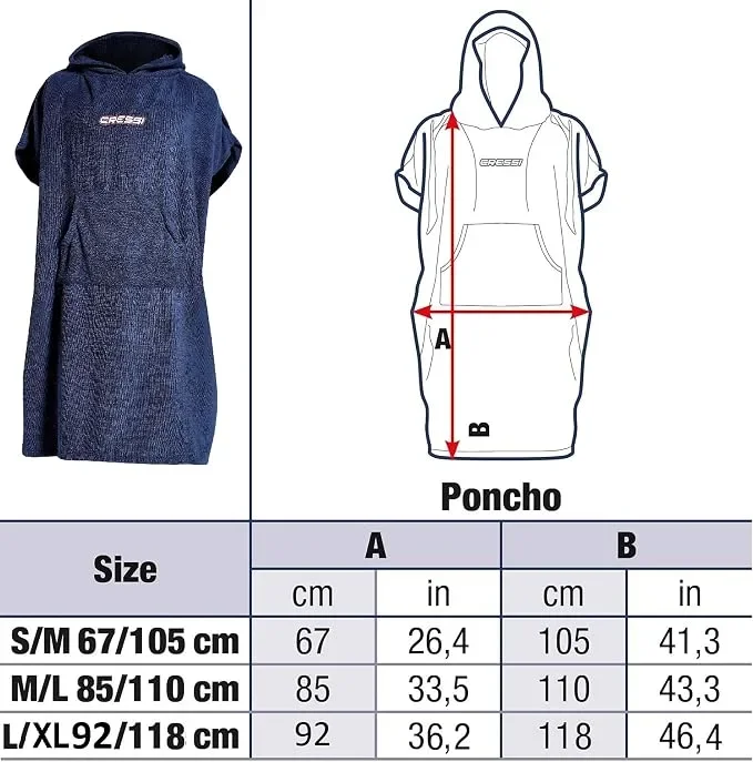Cressi пончо хавлия за баня L/XL 92×118 см — снимка 2