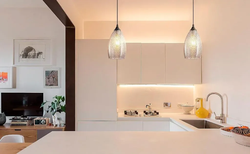 Aiehnid Glass Shade Висяща лампа с батерии, дистанционно, синьо — снимка 6