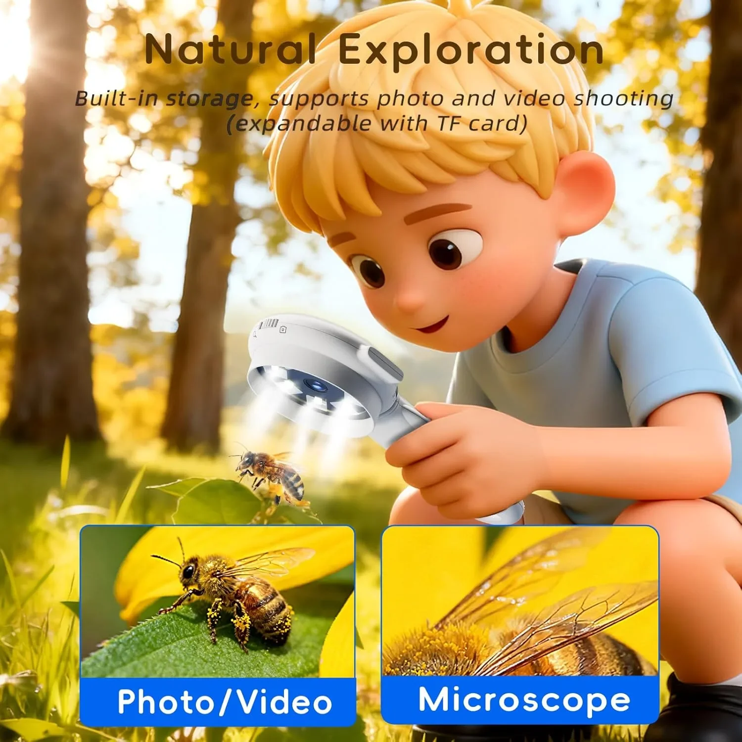 Детски бороскоп (микроскоп) с камера и светлина Kid Microscope & Camera, Type-C — снимка 3