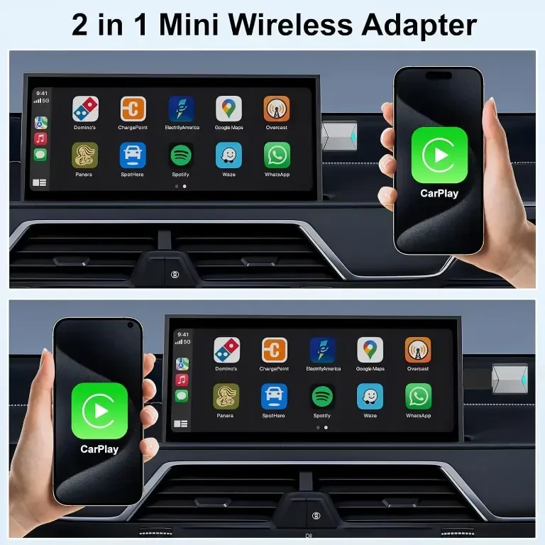 Мини безжичен CarPlay адаптер, конвертиране на кабелен в безжичен CarPlay — снимка 7