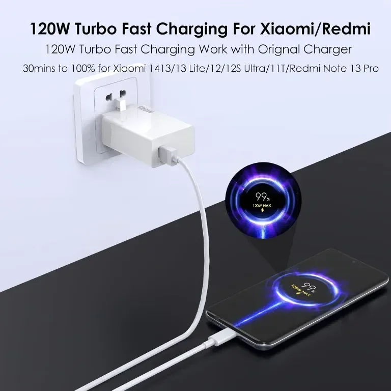 120W 6A бързо зарядно за Xiaomi — снимка 2