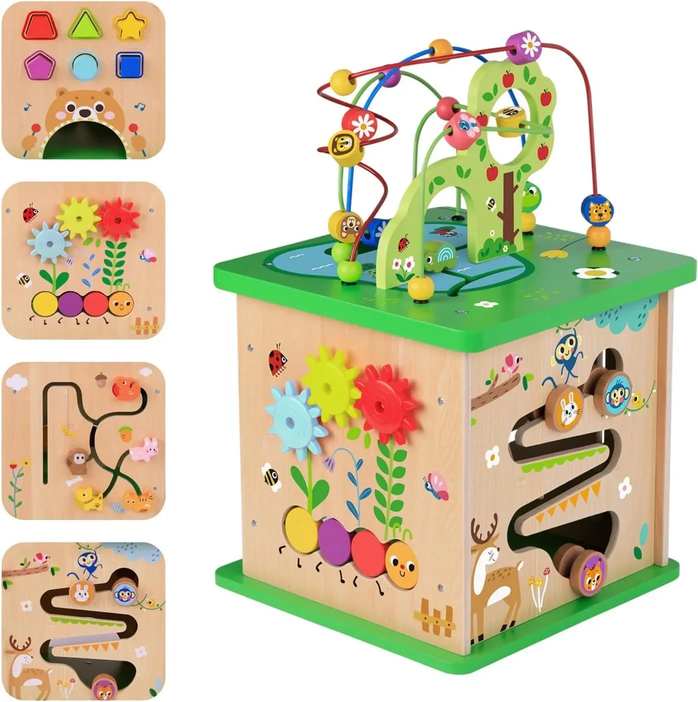 OOOK Play Activity Center „Forest“ 5 в 1 – голям дървен образователен куб за игра — снимка 2