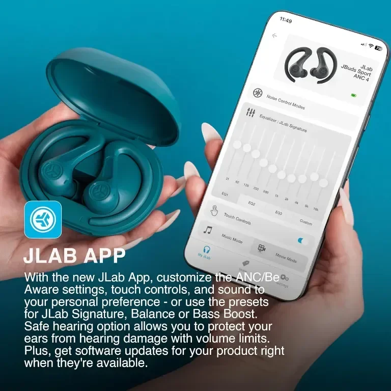 Слушалки JLab JBuds Sport ANC 4 с активно шумопотискане, 60 часа, IP66 — снимка 6