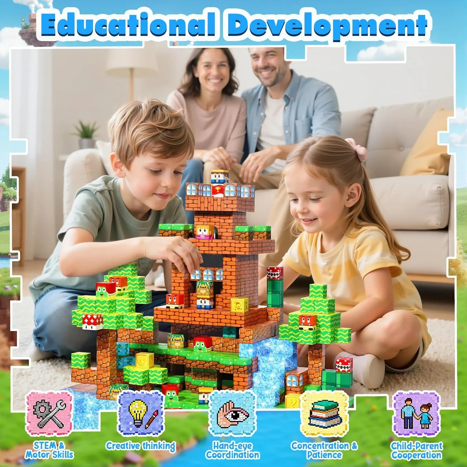 Магнитни строителни блокчета „Magnetic Building Blocks“ – 108 части, 3+ години — снимка 5