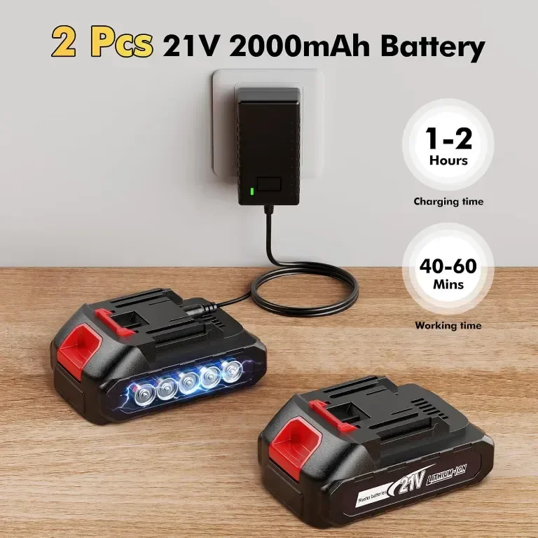 Мини верижен трион Seesii 8 инча, с автоматично масло, 2 бр. 2000mAh батерии — снимка 9